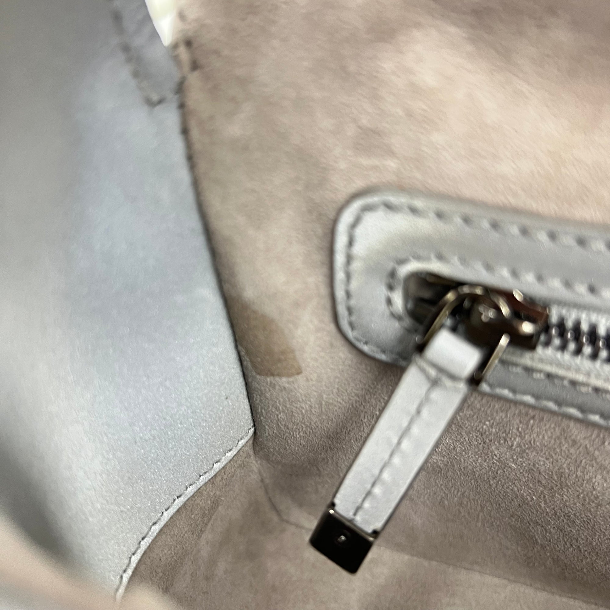 Cannage Messenger Grey in Fabric, Silver hardware