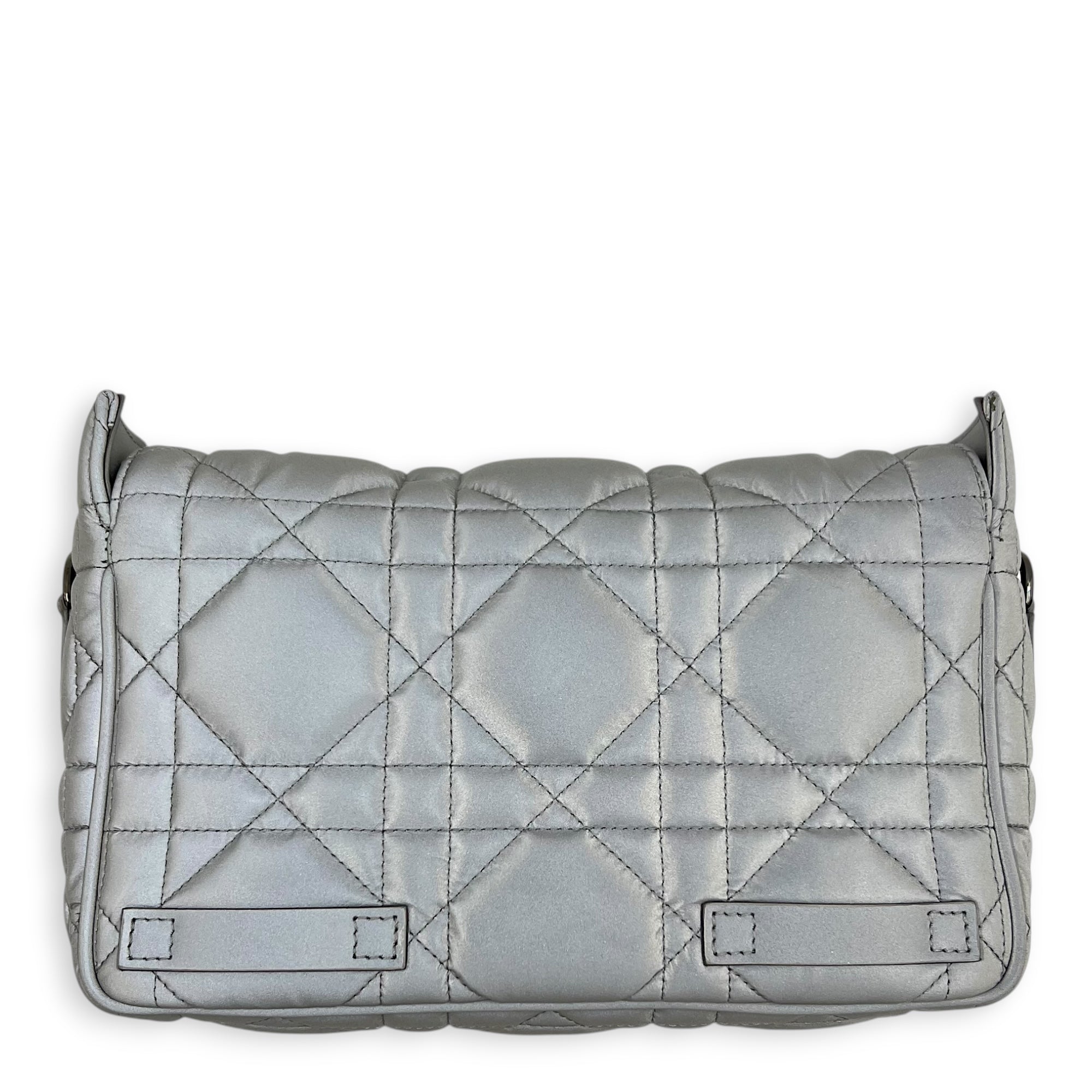 Cannage Messenger Grey in Fabric, Silver hardware