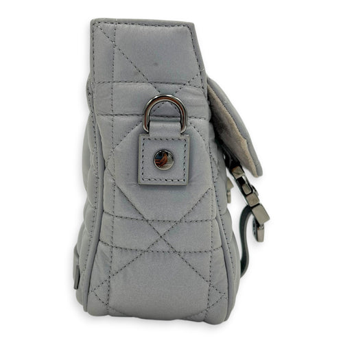 Cannage Messenger Grey in Fabric, Silver hardware