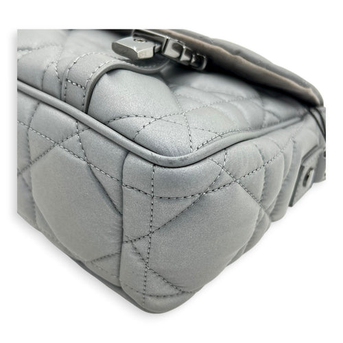Cannage Messenger Grey in Fabric, Silver hardware