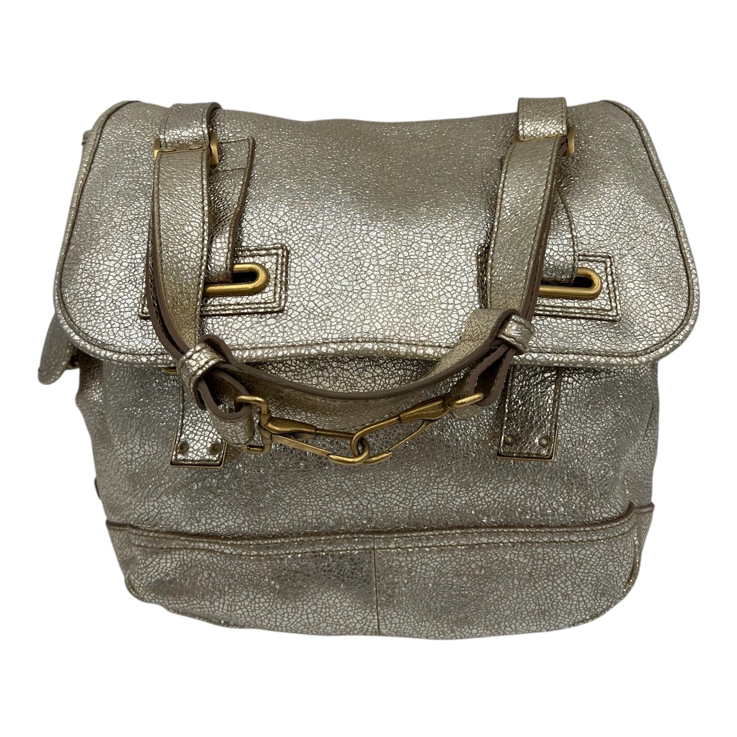 Besace Rive Gauche Messenger Gold in Calfskin, Gold hardware