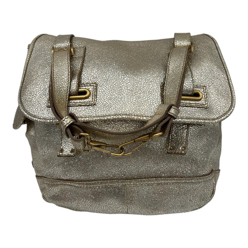 Besace Rive Gauche Messenger Gold in Calfskin, Gold hardware