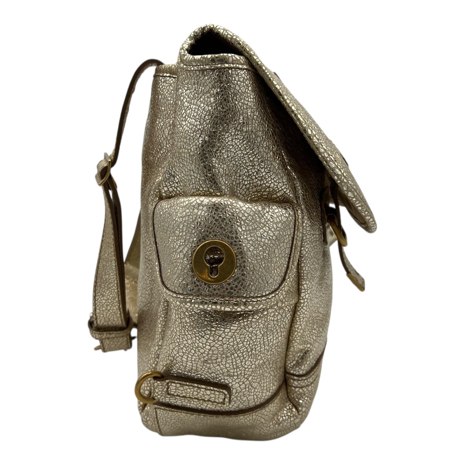 Besace Rive Gauche Messenger Gold in Calfskin, Gold hardware