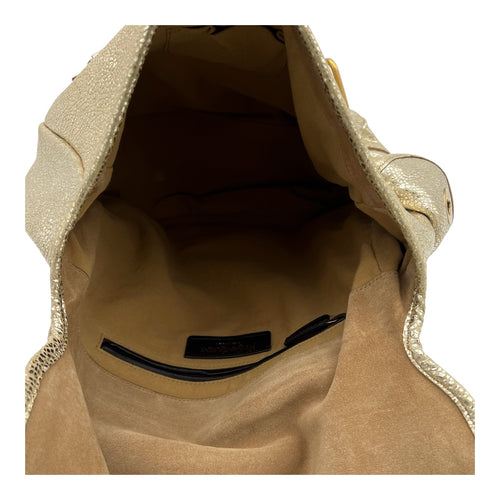 Besace Rive Gauche Messenger Gold in Calfskin, Gold hardware