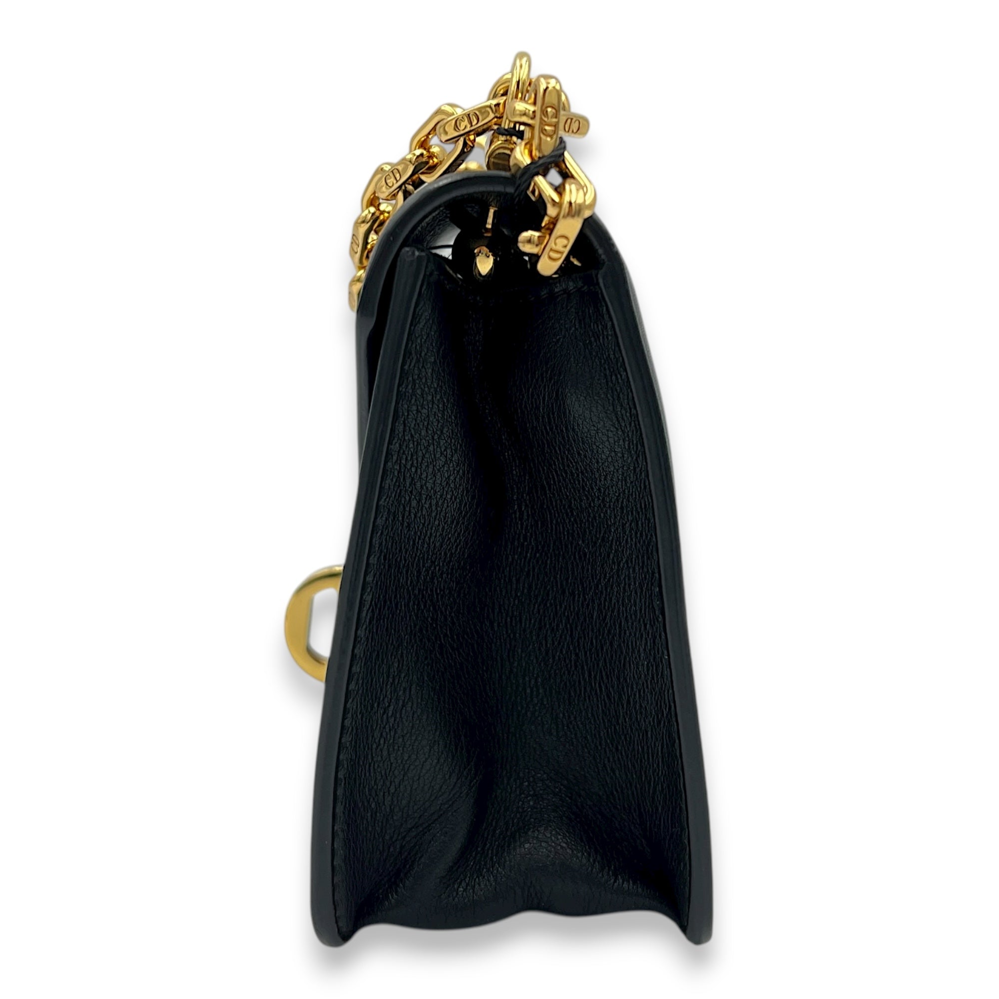 Cest Dior Crossbody Bag Black in Calfskin, Gold hardware
