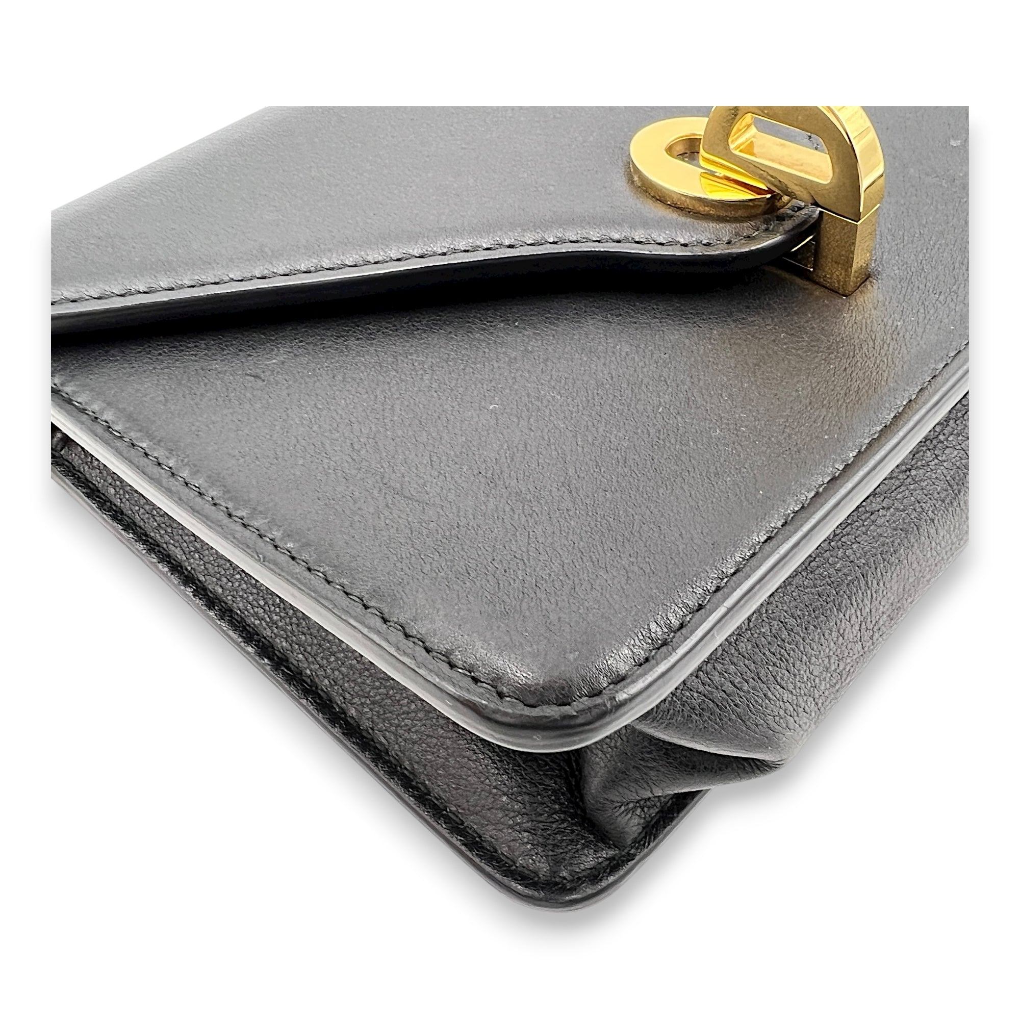 Cest Dior Crossbody Bag Black in Calfskin, Gold hardware