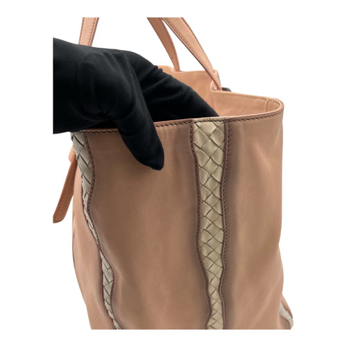 Intrecciato Glimmer Flamingo Tote Bag in Calfskin, Ruthenium hardware