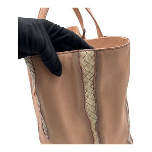 Intrecciato Glimmer Flamingo Tote Bag in Calfskin, Ruthenium hardware