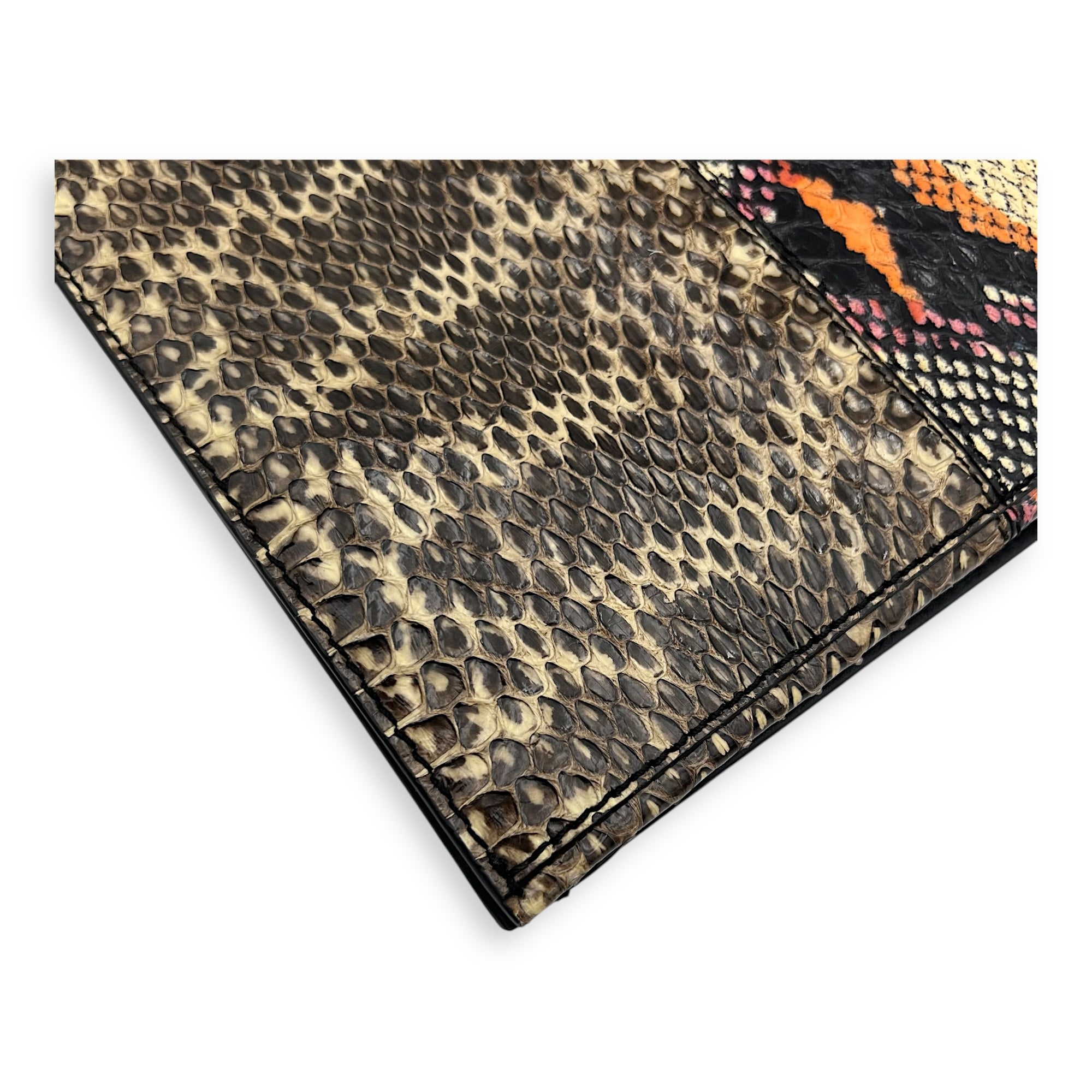 Motorcycle  Clutch Multi-colour in Python Leather, Silver hardware