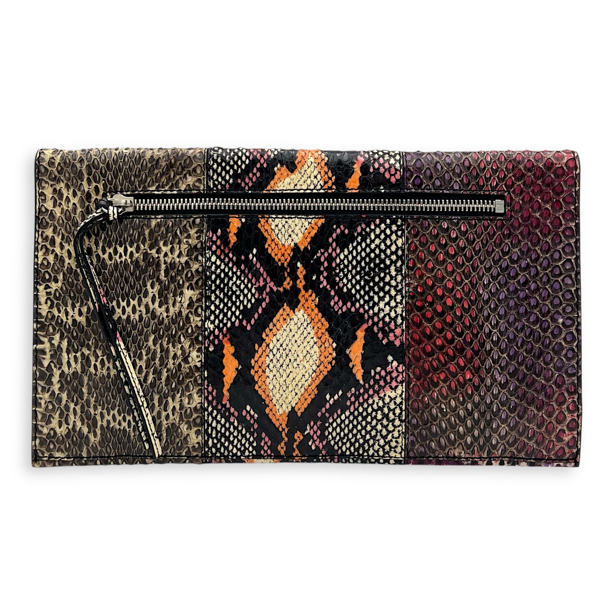 Motorcycle  Clutch Multi-colour in Python Leather, Silver hardware