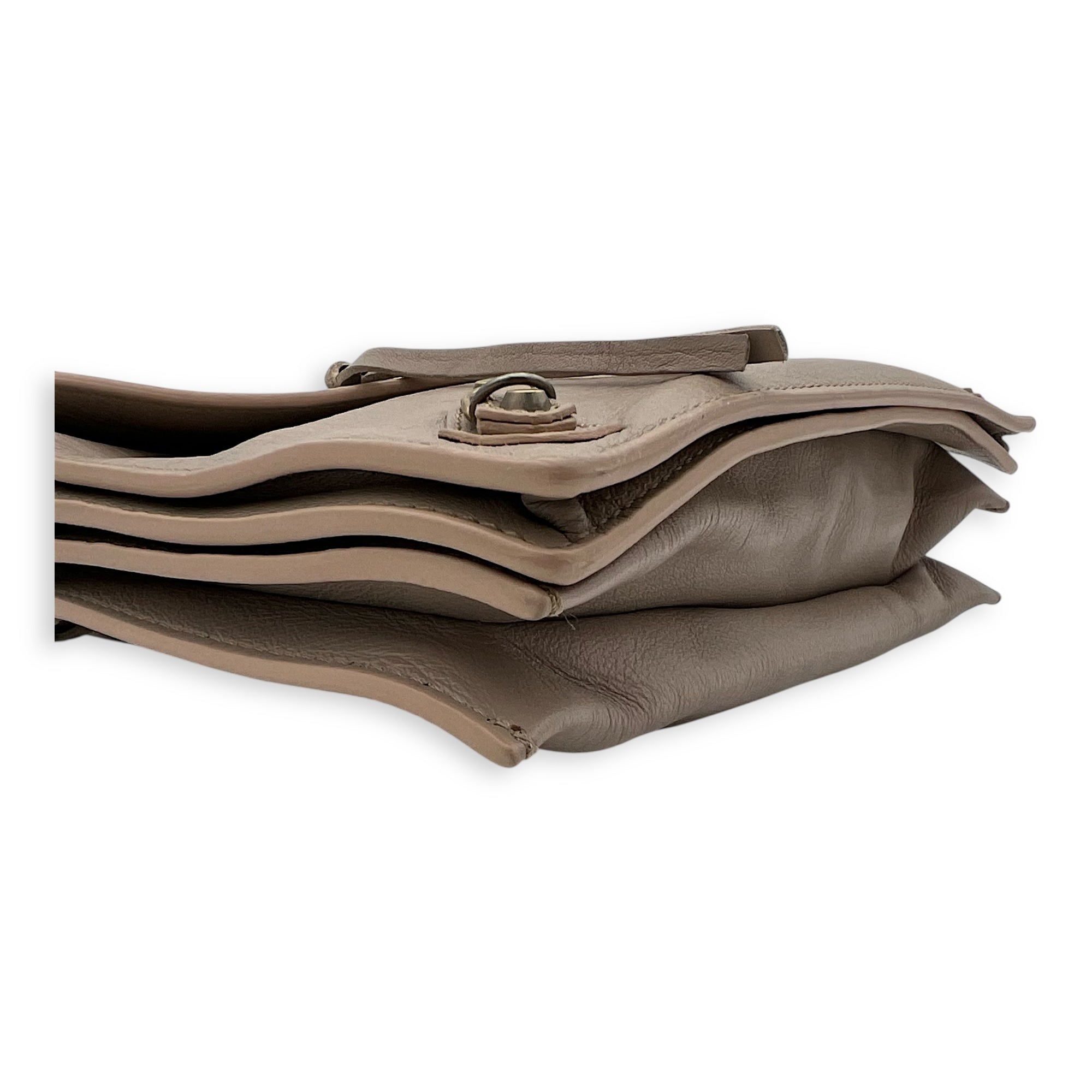 Papier Triple  Crossbody Bag Beige in Calfskin, Ruthenium hardware