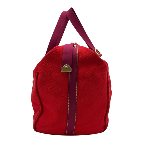 Antigua Sac Weekend Boston Duffle Bag Red in Canvas, Gold hardware