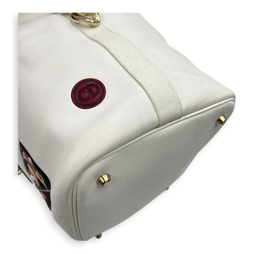 Paradise Bubble Bucket Bag White in Calfskin, Gold hardware