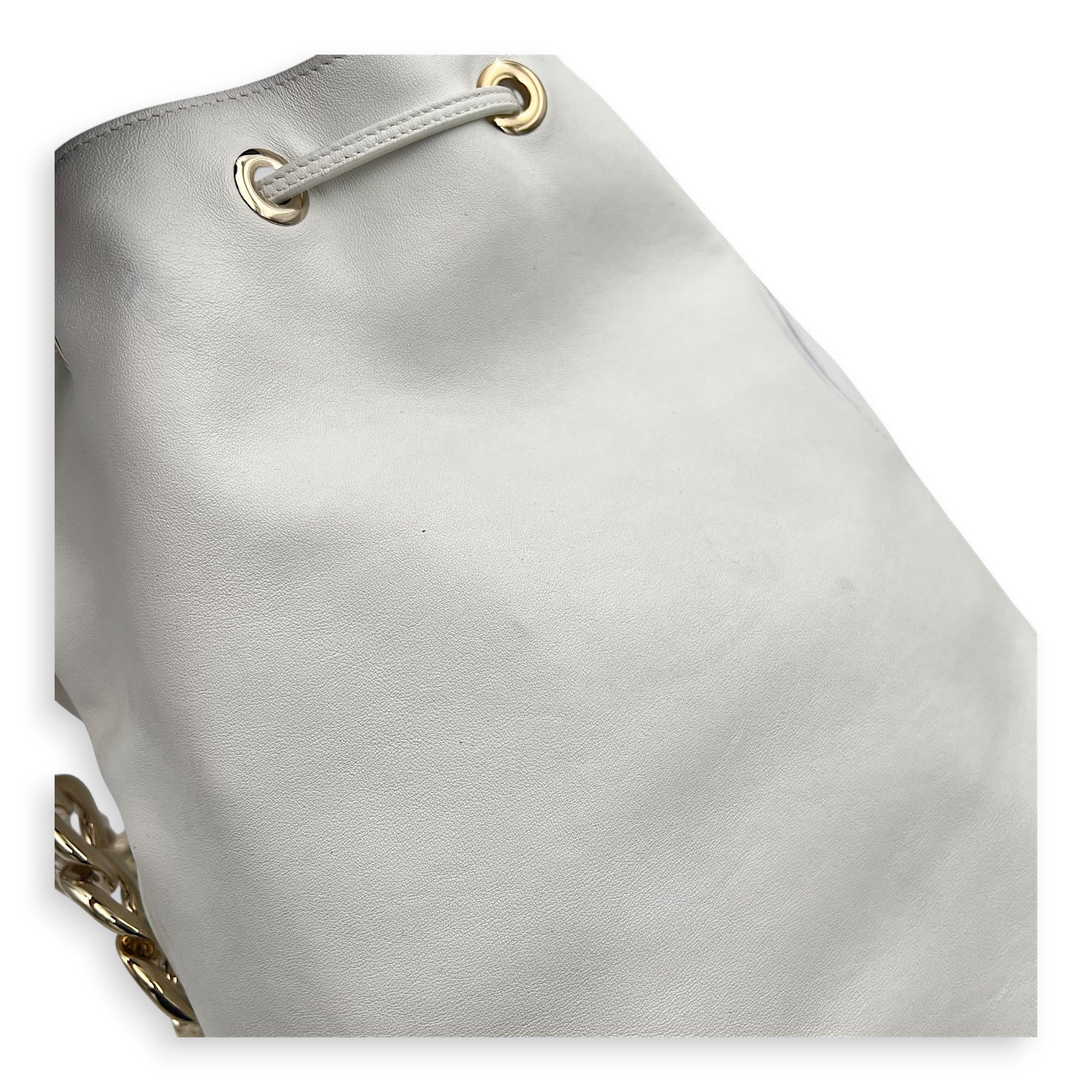 Paradise Bubble Bucket Bag White in Calfskin, Gold hardware