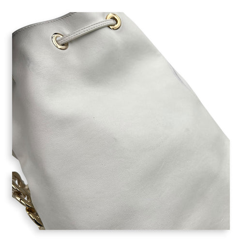 Paradise Bubble Bucket Bag White in Calfskin, Gold hardware