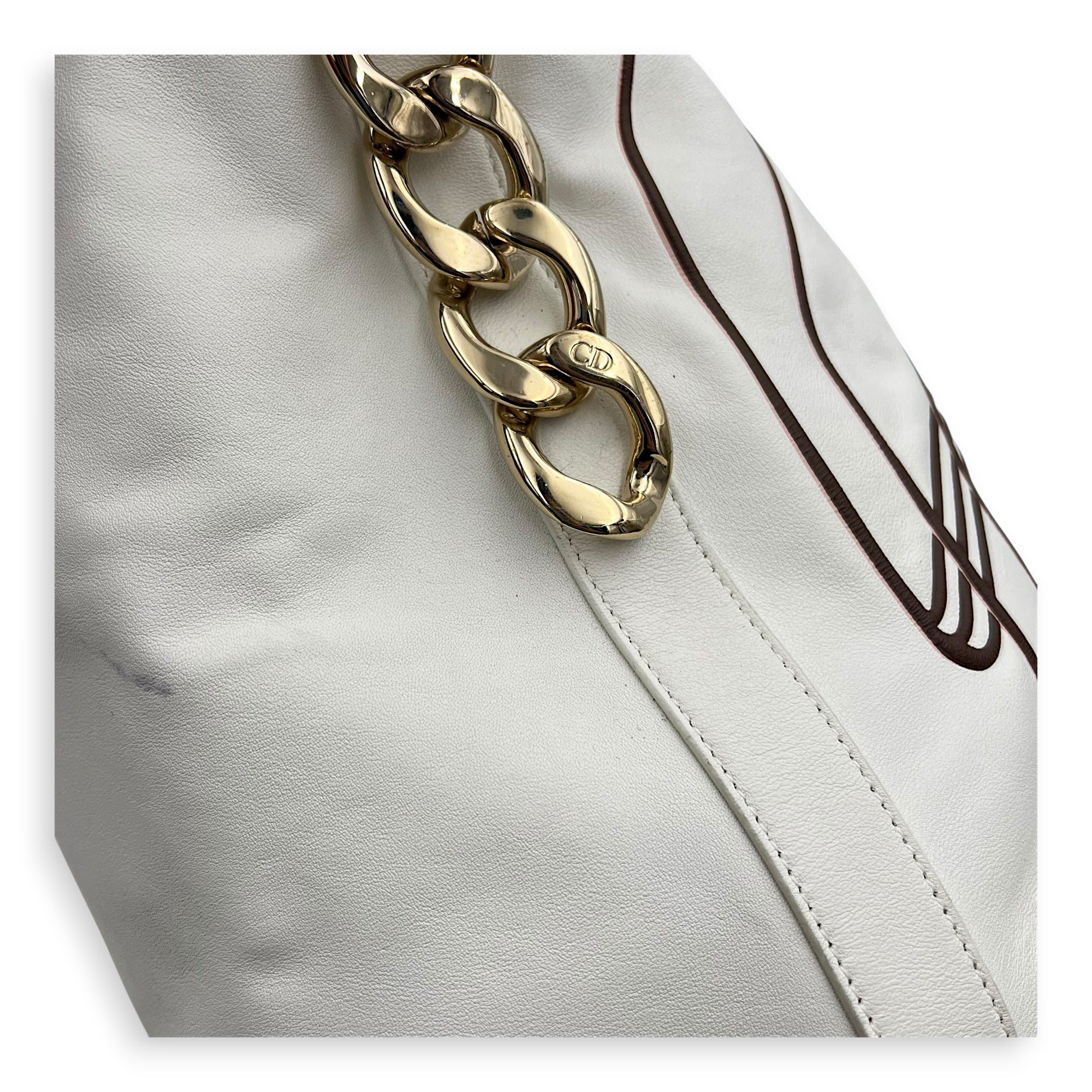 Paradise Bubble Bucket Bag White in Calfskin, Gold hardware