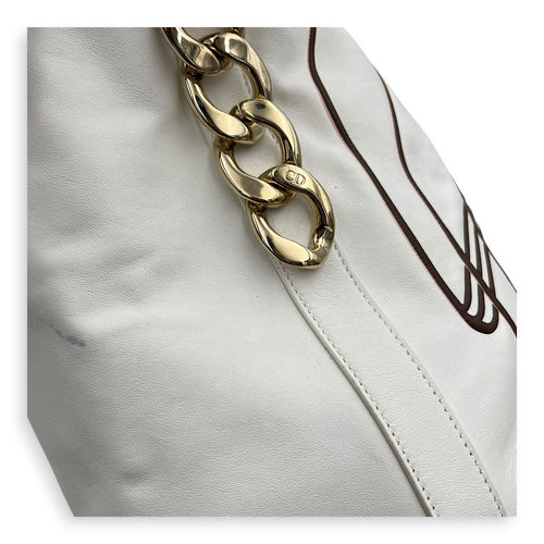 Paradise Bubble Bucket Bag White in Calfskin, Gold hardware