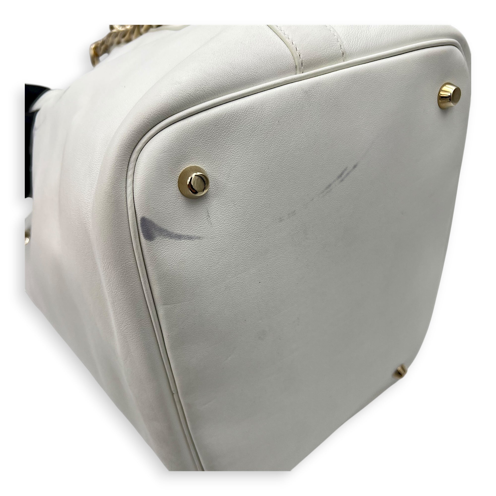 Paradise Bubble Bucket Bag White in Calfskin, Gold hardware