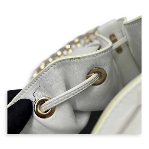 Paradise Bubble Bucket Bag White in Calfskin, Gold hardware