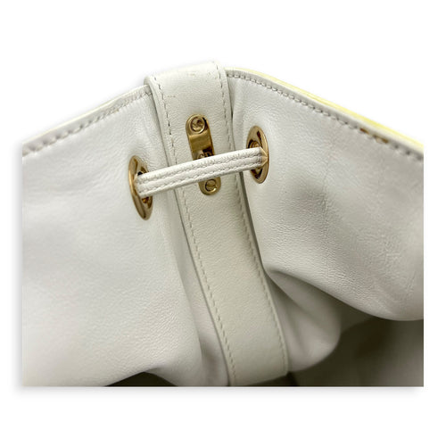 Paradise Bubble Bucket Bag White in Calfskin, Gold hardware