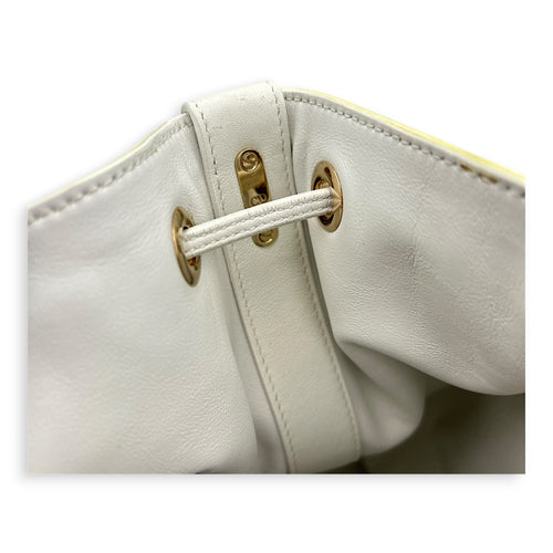 Paradise Bubble Bucket Bag White in Calfskin, Gold hardware