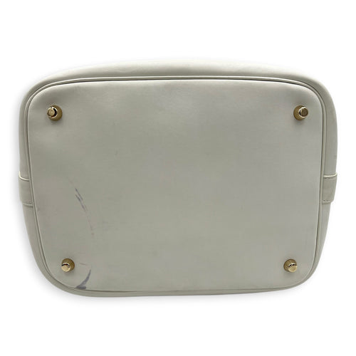 Paradise Bubble Bucket Bag White in Calfskin, Gold hardware