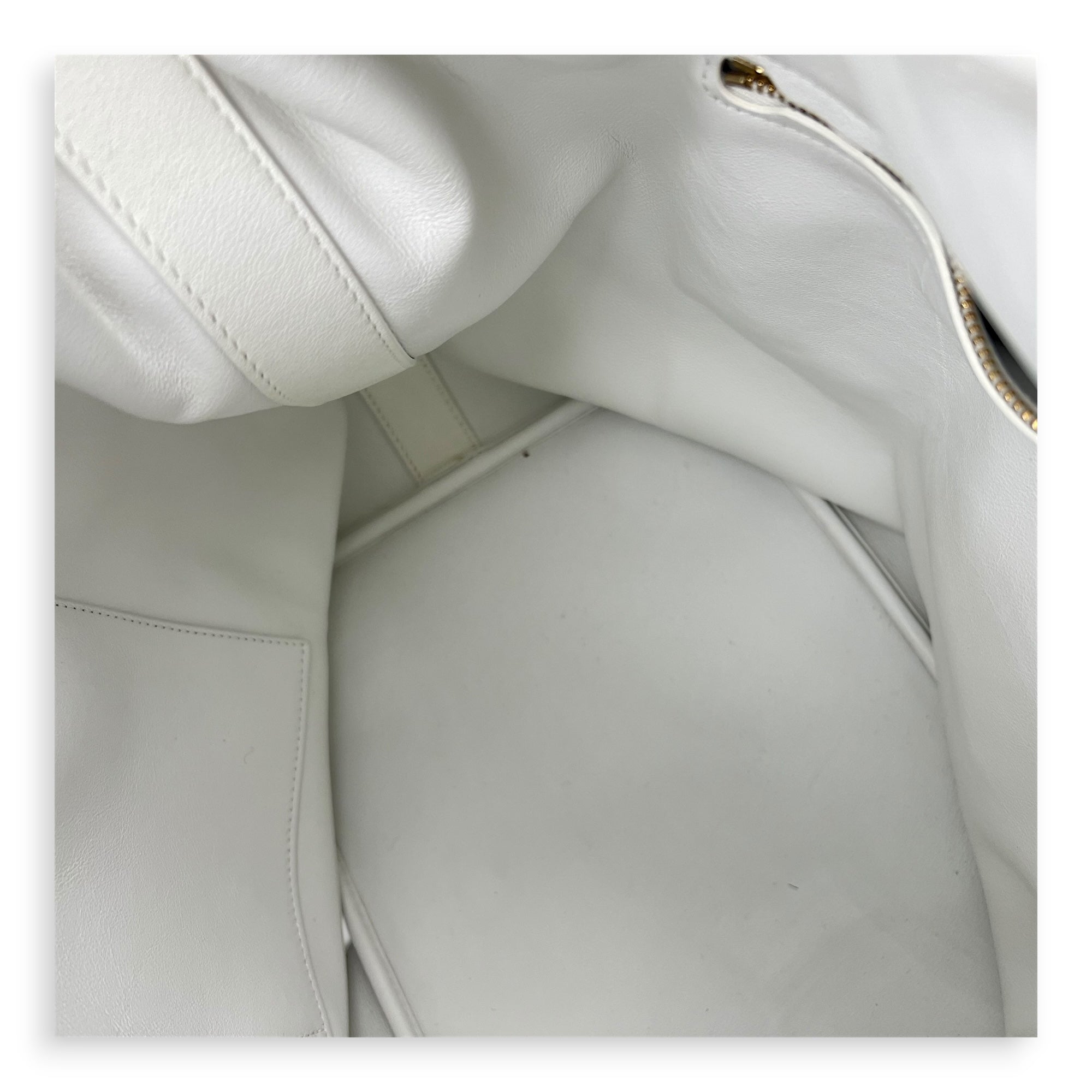 Paradise Bubble Bucket Bag White in Calfskin, Gold hardware