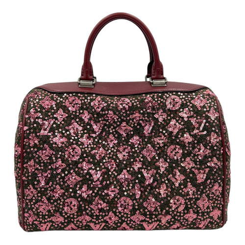 FW12 Sunshine Express Speedy Top Handle Bag 30 Red in Wool, Silver hardware