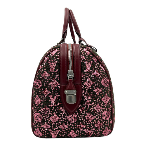 FW12 Sunshine Express Speedy Top Handle Bag 30 Red in Wool, Silver hardware