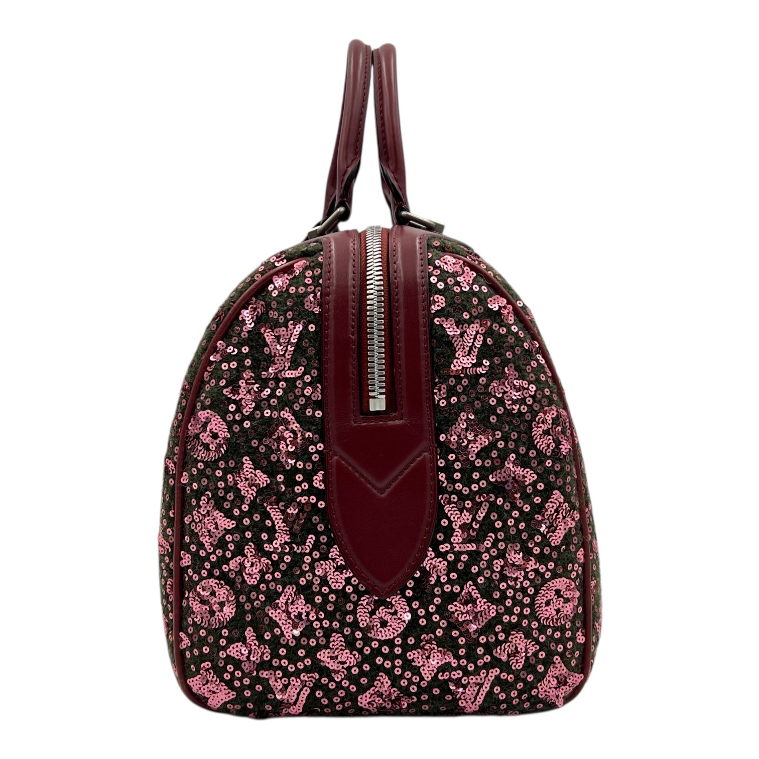 FW12 Sunshine Express Speedy Top Handle Bag 30 Red in Wool, Silver hardware