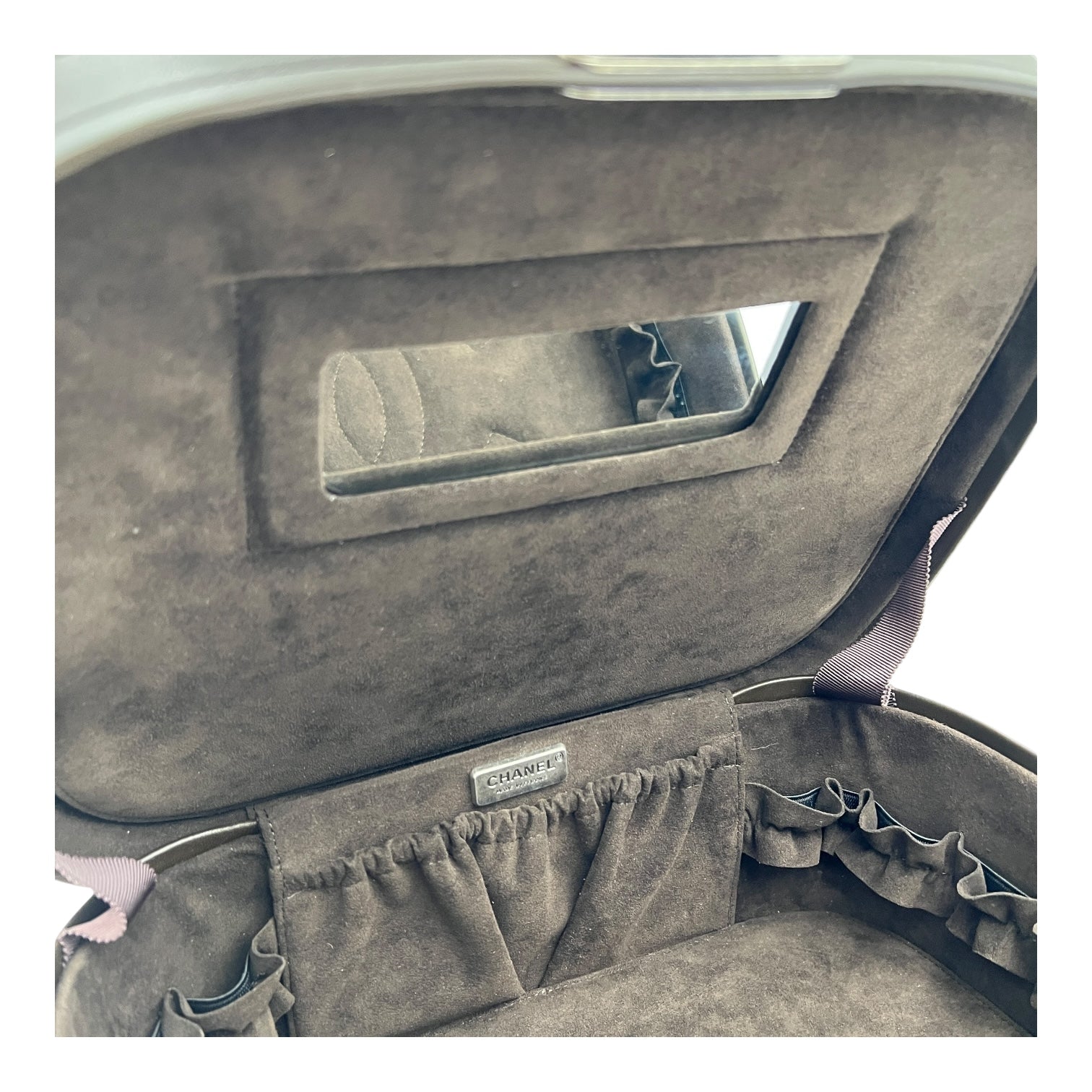 2015 FW Paris-Salzburg Embroidered Vanity Case Brown in Lambskin, Ruthenium hardware