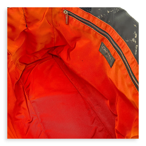 Vintage Travel Line Tote Bag Black in Nylon, Silver hardware