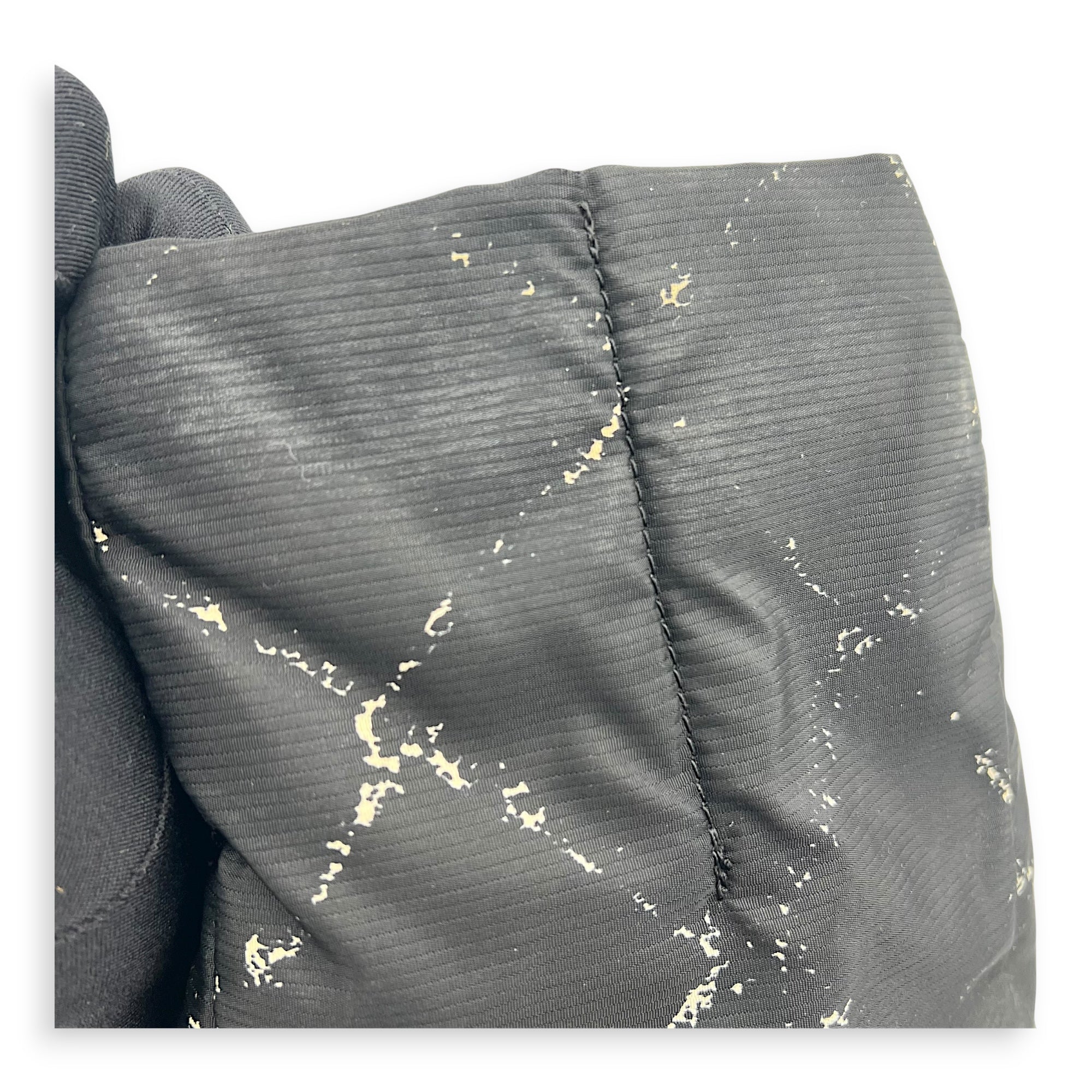 Vintage Travel Line Tote Bag Black in Nylon, Silver hardware