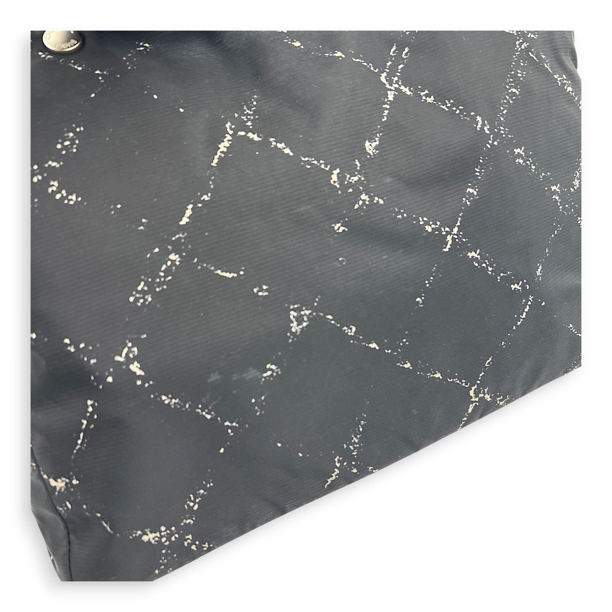 Vintage Travel Line Tote Bag Black in Nylon, Silver hardware