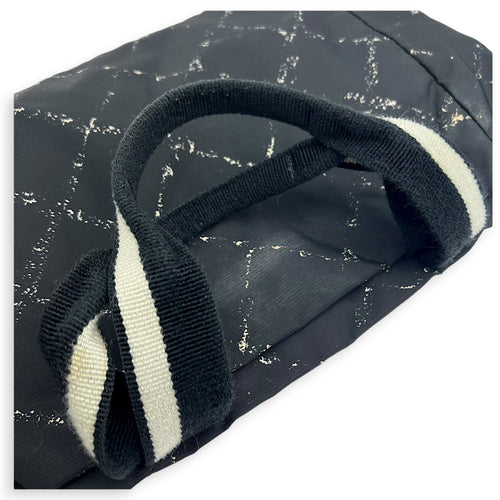 Vintage Travel Line Tote Bag Black in Nylon, Silver hardware