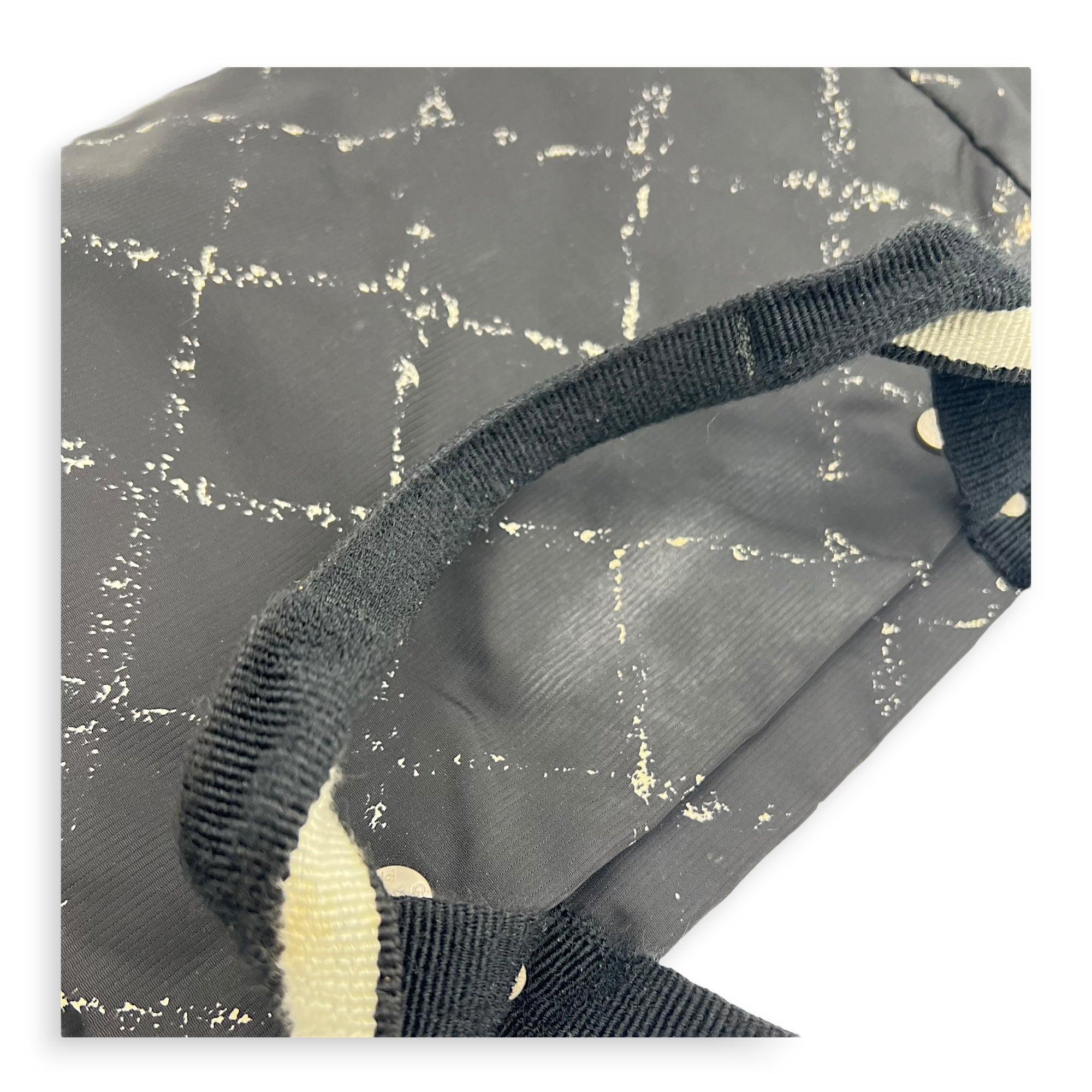 Vintage Travel Line Tote Bag Black in Nylon, Silver hardware