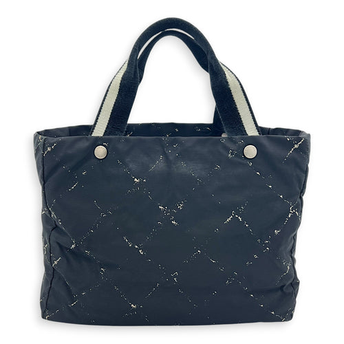 Vintage Travel Line Tote Bag Black in Nylon, Silver hardware
