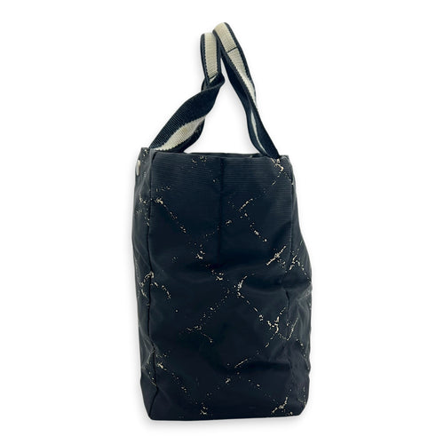 Vintage Travel Line Tote Bag Black in Nylon, Silver hardware