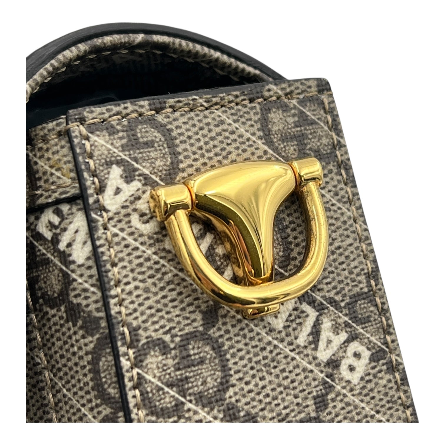 Horsebit 1955 Beige Shoulder Bag in Coated Canvas, Gold hardware