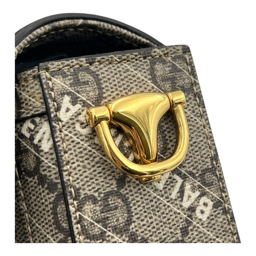 Horsebit 1955 Beige Shoulder Bag in Coated Canvas, Gold hardware