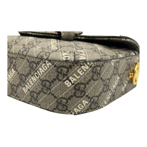 Horsebit 1955 Beige Shoulder Bag in Coated Canvas, Gold hardware