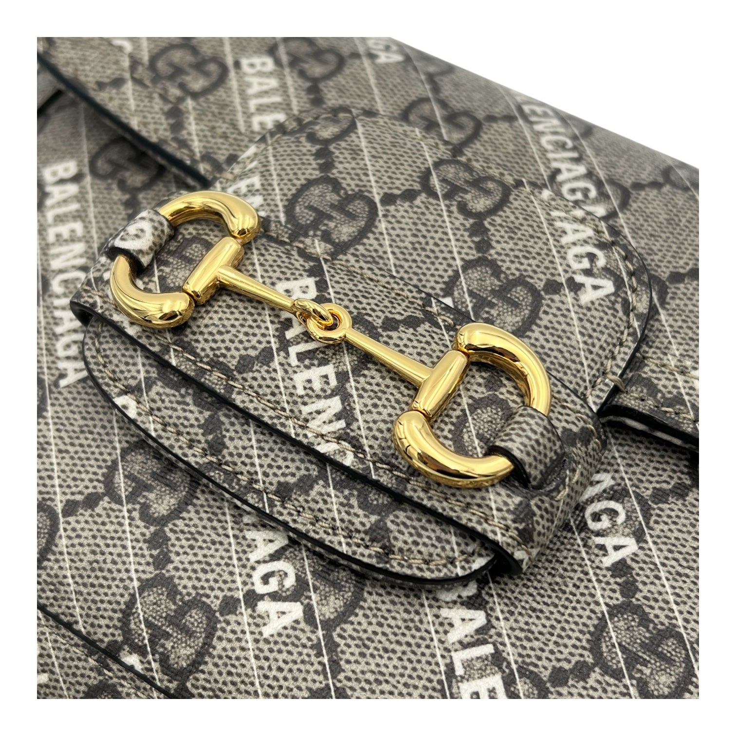Horsebit 1955 Beige Shoulder Bag in Coated Canvas, Gold hardware
