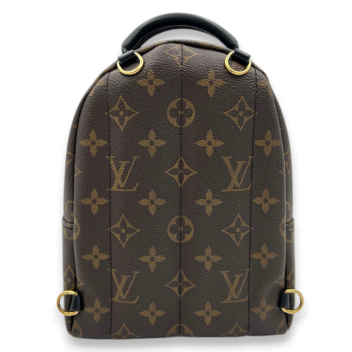 Palm Springs Backpack Mini Brown in Monogram Coated Canvas, Gold hardware