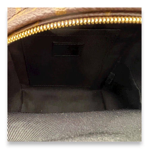 Palm Springs Backpack Mini Brown in Monogram Coated Canvas, Gold hardware