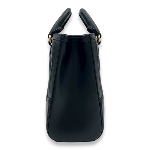 Matelassé Tote Bag Small Black in Calfskin, Gold hardware