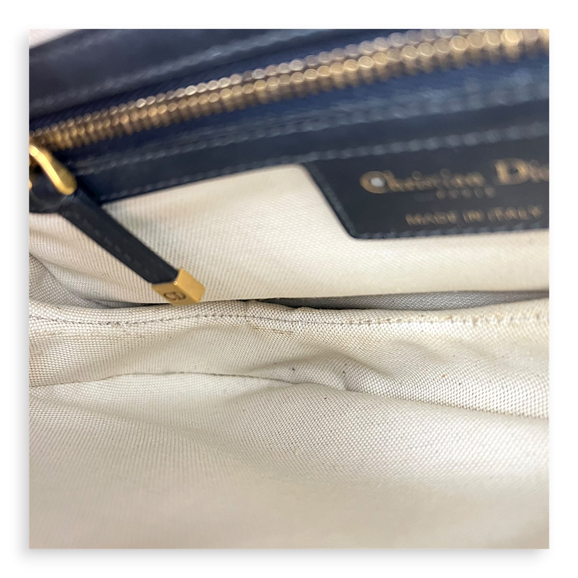 Saddle Shoulder Bag Medium Blue in Jacquard, Gold hardware