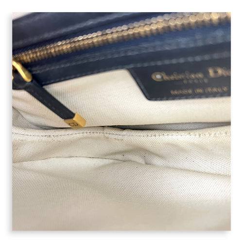 Saddle Shoulder Bag Medium Blue in Jacquard, Gold hardware