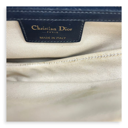 Saddle Shoulder Bag Medium Blue in Jacquard, Gold hardware