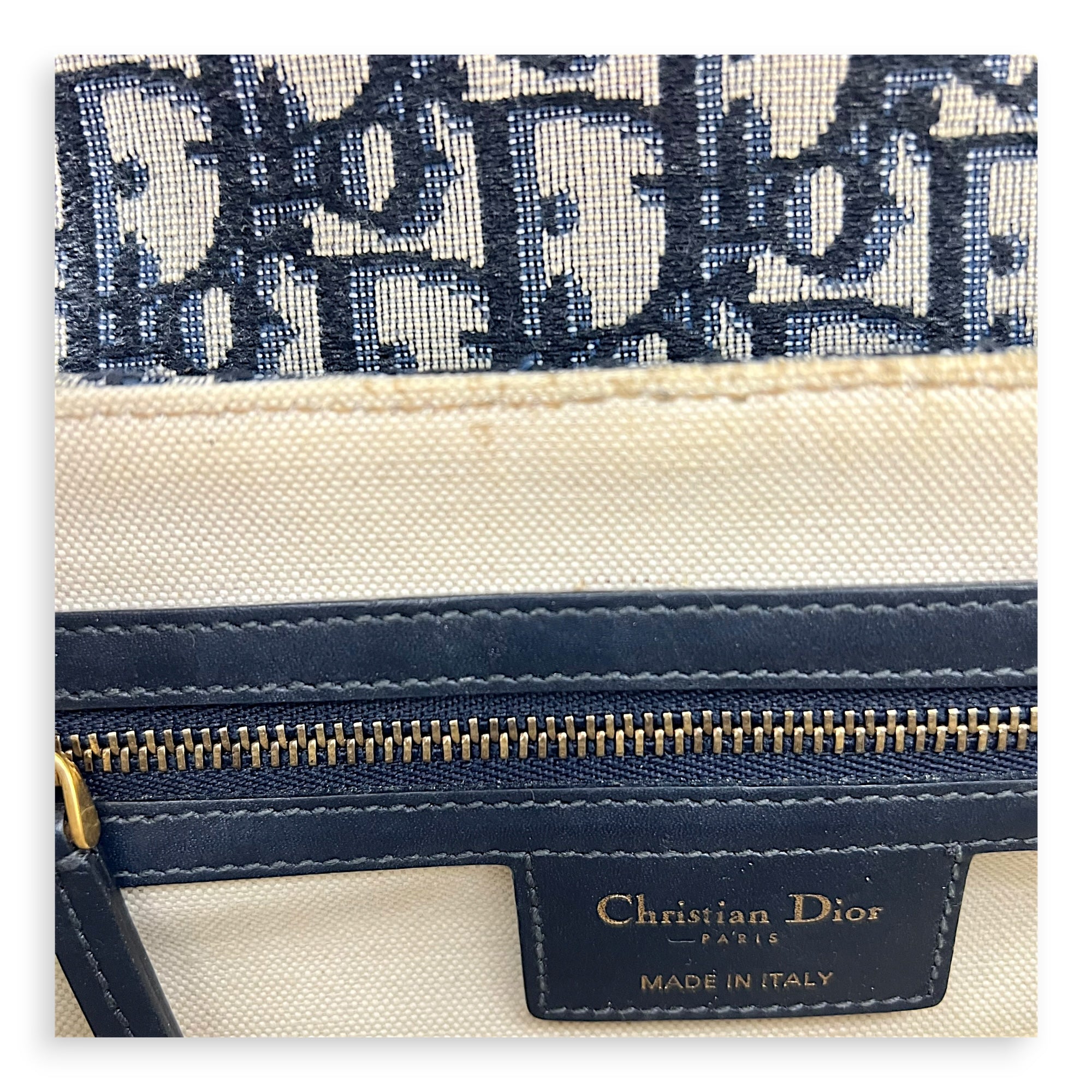 Saddle Shoulder Bag Medium Blue in Jacquard, Gold hardware