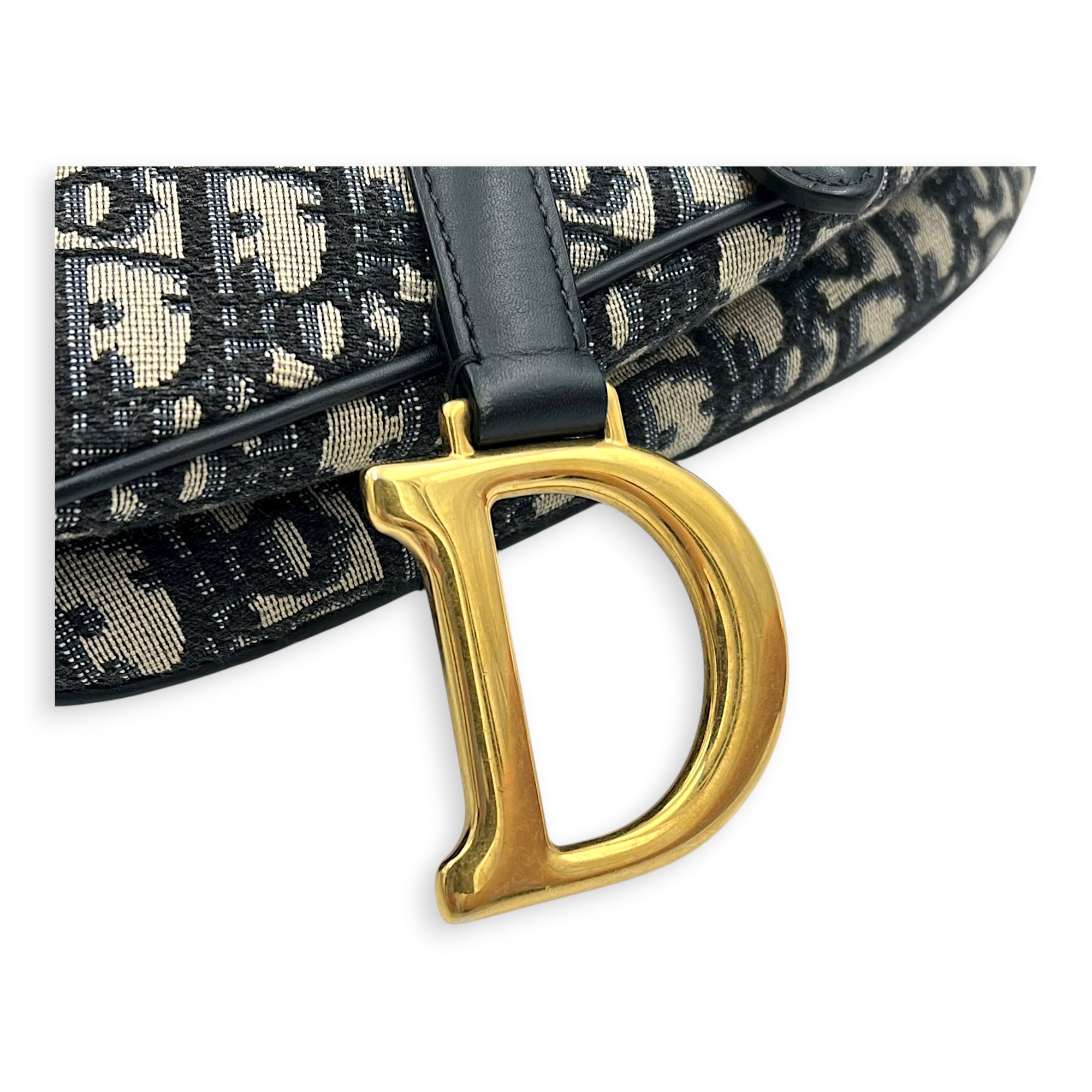 Saddle Shoulder Bag Medium Blue in Jacquard, Gold hardware